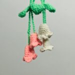 handmade rose and white colored bell flower crochet for keychain
