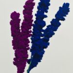 handmade dark blue and lavender colored lavender flower.contact hooked stories