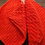 handmade red crochet oven mitts wool material